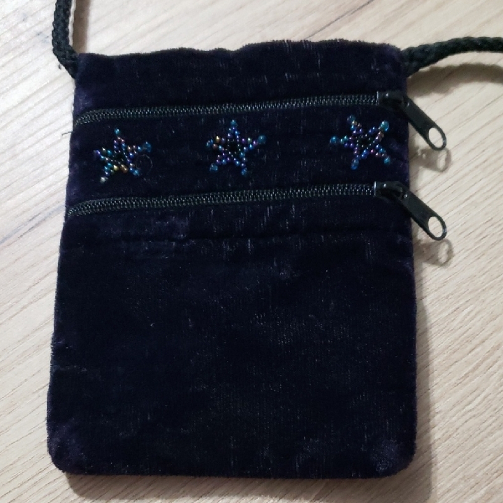 Velvet Crossbody Bag with Star Embellishments